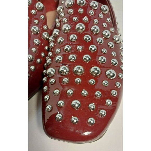 Halogen Kaylee Studded Genuine Leather Slip On Burgundy Loafers Women's Size 6 M - Picture 6 of 8